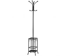 Yaheetech Appendiabiti da Terra Attaccapanni Autoportante Stand Appendiabiti da Ingresso Porta Abbigliamento Ombrelli in Metallo con 8 Ganci Moderno Borse Vestiti Ceppelli Ombrello 30 x 30 x 186 cm