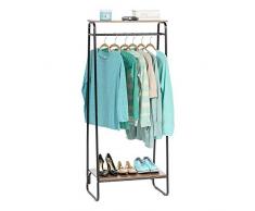 Iris Ohyama - Guardaroba / Appendiabiti con ripiano basso in legno MDF e metallo - Garment Rack PI-B2 - Brown e Black, 64 x 40 x 151,2 cm