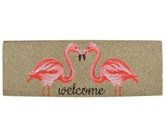 Esschert Design rb189 Tappetino in Cocco Flamingo Zerbino, Fibra di Cocco, PVC, Marrone, Rosa, 75 x 25 x 1.8 cm