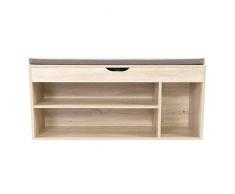 Scarpiera da Ingresso, Panca scarpiera con Cuscino, 3 Ripiani Panca Sedile Comodo Scarpe ripiano Cuscino cassapanca Organizer, per Ingresso, Bagno, Soggiorno e Corridoio, 105*34*15cm, beige