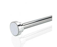 Intirilife Palo telescopico 120-220cm in ARGENTO - Palo estensibile in acciaio inox uso versatile senza foratura e viti - Palo a morsetto Bastone per tenda da doccia Tenditenda armadio appendiabiti