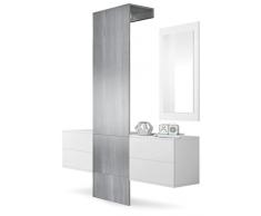 Vladon Armadio per corridoio Appendiabiti Carlton Set 3, Struttura in bianco opaco/Pannello in avola-antracite