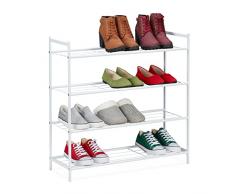 Relaxdays Scarpiera da Ingresso in Metallo, 4 Ripiani, Moderno Scaffale Porta Scarpe, 12 Paia, HLP: 70x70x26 cm, Bianco, Ferro, 1 pz
