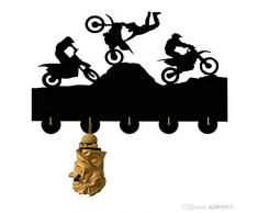 TREEECFCST Attaccapanni da Muro Moderno Moto Sport Door-Hook Docor novità Creativa Legno Hanger Vestiti Hat Chiave Hook/Coat Rack/Gancio a Muro Home Decoration Wall Stickers Cucina Bagno Towel H
