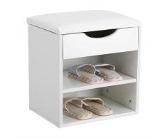 GOTOTOP Scarpiera Panca scarpiera da Ingresso, Panca per Scarpe, Portascarpe con Cuscino per Ingresso, Bagno, Soggiorno e Corridoio,in Cuscino HDF+PU, Bianco(40X43X30cm)
