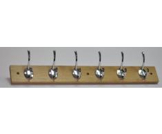Attaccapanni appendino appendiabiti gancio appendiabiti vero legno /metallo rovere / cromato lucido con 6 gancio 500 x 90 x 60mm