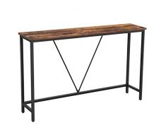 VASAGLE Tavolo, Consolle Struttura Stabile in Acciaio, per Ingresso Soggiorno Camera da Letto, Stile Industriale, Marrone Vintage e Nero, 120 x 23 x 74 cm (L x P x A)