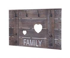 Mendler Serie Vintage Appendiabiti Guardaroba HWC-C89 Family 60x90cm - Marrone