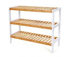 SONGMICS Scarpiera scaffali Scarpe Portascarpe Sgabello bambù 3 Ripiani capacità Fino a 9 Paia di Scarpe 70 x 26 x 55 cm LBS03H