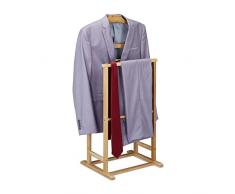 Relaxdays Appendiabiti da Camera in bambù, Servomuto per Uomo e Donna, con Asta per Pantaloni, HLP98,5x47x36cm, Naturale, 1 pz