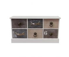 Armadio con 6 cassetti 21,5 x 40 x 11 cm armadietto in legno vintage decorazione armadio comò cassetto armadio bagno corridoio piccolo armadio comò