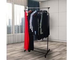 LGVSHOPPING Stand Appendiabiti Attaccapanni Appendi Abiti Negozio Casa Telescopico con Ruote (Singolo)