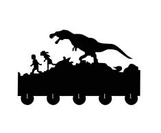 TREEECFCST Attaccapanni da Muro Dinosaur Houten Hanger uniek Geschenk Kleding Hat Key Hook/Kapstok/Wall Hook Home Decoration Wall Stickers Keuken Badkamer Handdoekhaak, Black