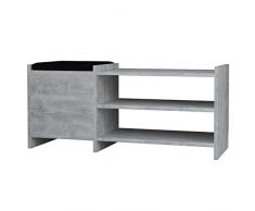 BAKAJI Panca Scarpiera Portascarpe Ingresso Casa con 2 Ripiani Porta Scarpe + Anta in Legno Panchina con Cuscino Imbottito in Tessuto Mobiletto Multiuso Dimensione 100 x 44 x 35 cm (Grigio)