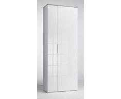 Avanti Trendstore - Cinzia - Mobili da Ingresso e da Soggiorno, in Laminato di Colore Bianco Lucido e Grigio Cemento d'imitazione (Armadio da Guardaroba)