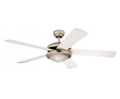 Westinghouse Ventilatore a Soffitto Comet E14, 40 W, Finitura in Titanio, Pale in Acero Chiaro/Bianco, 132 x 25 Centimeters