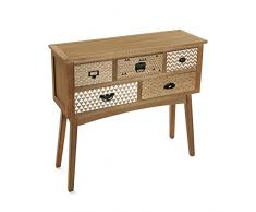 Versa Pavia Tavolo Consolle, Tavolino da Ingresso, Corridoio o Sala, Stretto, con 5 cassetti, Misure (A x L x l) 84,5 x 30 x 90 cm, Legno, Colore Marrone