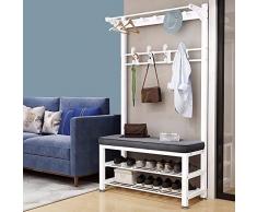 WPPTNSFY Stand Appendiabiti con Panca e Scarpiera, Moderna Attaccapanni Autoportante con Gancio Abiti, Il Design del Poggiapiedi può Regolare laltezza a Piacimento, per Ingresso L:80/100CM