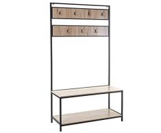 Appendiabiti Guardaroba Panca HWC-D44 Legno Metallo con Ripiani 41x102x184cm