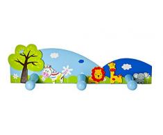 Ganci appendiabiti a parete porta triplo gancio per abiti da muro per bambini a tema safari per la cameretta o per la stanza da letto di bambini e bambine