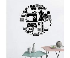 MISHIJI Strumenti di cucito Vinile Wall Sticker Sartoria Decorazione Forbici Appendiabiti Adesivo Finestra Vinile Murale 57cmx57cm