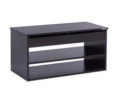 ts-ideen Scarpiera Panca Ingresso Cassapanca Comodino Legno MDF Nero 40 x 80 cm