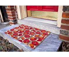 Entryways Zerbino 43 x 71 cm, in Fibra di Cocco con Rivestimento Antiscivolo in PVC, Decorazione Papaveri