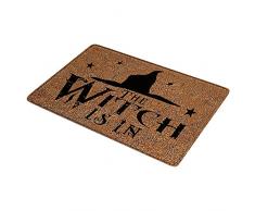 URFEDA Zerbino Ingresso Casa,Tappeto Ingresso casa con Disegni Zerbino Ingresso Esterno 40CM x 60CM Strega Femminile Tappeto di Zucca Porta di Benvenuto Tappeto da Ingresso Simpatico