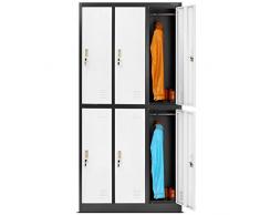 Jan Nowak Armadietto spogliatoio Armadio metallico con 6 Scomparti Fessure di ventilazione Rivestimento in polvere 185 cm x 90 cm x 45 cm (Antracite-Bianco)
