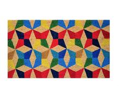 LUA VIKA Zerbino ingresso casa, tappeto ingresso interno, zerbino ingresso esterno, zerbino in fibra di cocco naturale, tappeto asciugapassi 40x70 (Geometrico)