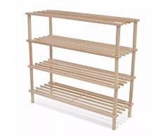 Luckyfu Struttura di legno con 4 mensole per le scarpe 2 pezzi scarpiere moderne portascarpe salvaspazio armadio portascarpe