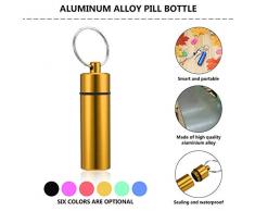 Mouchao Giallo a Forma di Pillola Contenitore Impermeabile Bottiglia Pillola Droga Contenitore portacappelli in Lega di Alluminio
