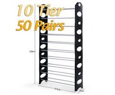 Generic yc-uk2 – 160920 – 55 < 1 & 5997 * 1 > Ssembles mensole o scaffali organizzatore 10 ripiani 50 paia supporto scarpiera scarpe facile da montare 10 ripiani 50