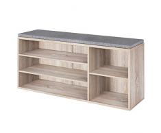 Homfa Scarpiera Panca di Legno, Sgabello Contenitore Porta Scarpe con Cuscino Seduta Sedile Removibile 105×30 × 48cm
