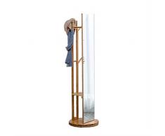 HTHBKPR Scatole e Appendiabiti per Cappelli Specchio per Lo specchiera Coprivaso per scaffalature in Legno massello Corpo A Soggiorno Modern Simple Bamboo Home Specchio Rotante per vestirsi