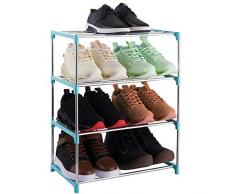 Xerhnan Scarpiera impilabile a 4 livelli, per riporre scarpiere leggero, per ingresso, corridoio e armadio (blu)