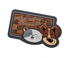 Zerbino Moderno Gomma Cane Gatto 40x70 Cm Retro Antiscivolo Tappeto Asciugapassi Ingresso Casa mod.FORMAT 60 SAGOMATO