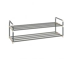 SONGMICS Scarpiera a 2 Livelli, Scaffale Portascarpe con Struttura in Metallo, capacità di Fino a 10 Paia di Scarpe, in Soggiorno, Entrata, Corridoio e Guardaroba, 92 x 30 x 33 cm, Grigio LSA12GY