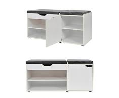 ts-ideen Scarpiera Panca Cassettiera Mobile per le scarpe Armadio per Bagno Vestibolo Corridoio in bianco per sedersi Nero