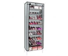 SOOTOP Scarpiera Scarpiera a 10 Livelli E Organizer per Scarpe Supporto per Scarpe E Scaffale Portaoggetti con Copertura Antipolvere in Tessuto Oxford Ripiano per Scarpe Adatto per