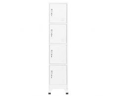 vidaXL Armadietto con Serratura Bianco 38x45x180 cm in Acciaio