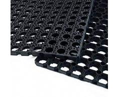 TREND Tappeto in Gomma Antiscivolo a Griglia - Zerbino Ingresso Esterno, Antisporco, Drenante - Spessore 16 mm - 4 Misure - Componibile - Nero (40x80 cm)