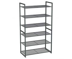 SONGMICS Scarpiera a 6 Ripiani, Scaffale Portascarpe Impilabile, Organizzatore per 18-24 Paia di Scarpe, Metallo, 63 x 30 x 112 cm (L x P x A), Grigio Fumo LMR86GC