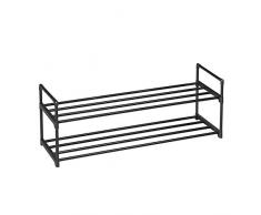 SONGMICS Scarpiera a 2 Livelli, Scaffale Portascarpe con Struttura in Metallo, capacità di Fino a 10 Paia di Scarpe, in Soggiorno, Entrata, Corridoio e Guardaroba, 92 x 30 x 33 cm, Nero LSA12BK