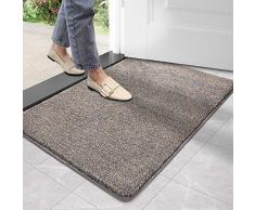 DEXI Zerbino Ingresso Casa 60 x 90 cm,Tappeto da Esterno,Morbido,Lavabile in Lavatrice,Resistente allo Sporco Tappeto Antiscivolo Assorbente Tappeto Cucina,Marrone-Blu