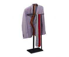 Relaxdays Servo da Uomo Servomuto, per Abiti & Pantaloni, Mix Metallo & Legno, Camera, Omino Attaccapanni, 106,5x45,5x20, Marrone/Nero, Metallo Legno, 1 pz