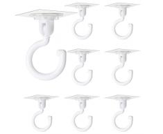 JaneYi 8 pezzi Ganci Autoadesivi Trasparenti Gancio Rotante a 360 Gradi Gancio da Soffitto Adesivo senza Tracce Gancio Appendiabiti da Parete Impermeabile per Bagno Cucina Doccia Finestra Mattonella