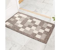 comfoyar Zerbino Ingresso Casa Antiscivolo, Tappeto Lavabile in lavatrice Super Assorbente, Tappetino Basso Profilo per Porta Dingresso, Terrazza, Corridoio (50x80cm, Griglia Beige)