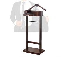 Qcesorib Servomuto da Pavimento Appendiabiti Indossatore Porta Abiti in Legno Massiccio Servo Muto per Camera Doppio in Legno con Cassetto e Robusto Telaio per Uomo o Abbigliamento da Donna