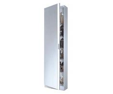 Tarnow Armadio Portascarpe con Specchio, Scarpiera Salvaspazio Colonna Salotto Ingresso Bagno, 180 x 50 x 20 cm, Bianco
